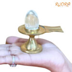 Sphatik Lingam With Brass Stand - 1.75 Inches - (43 Gram )