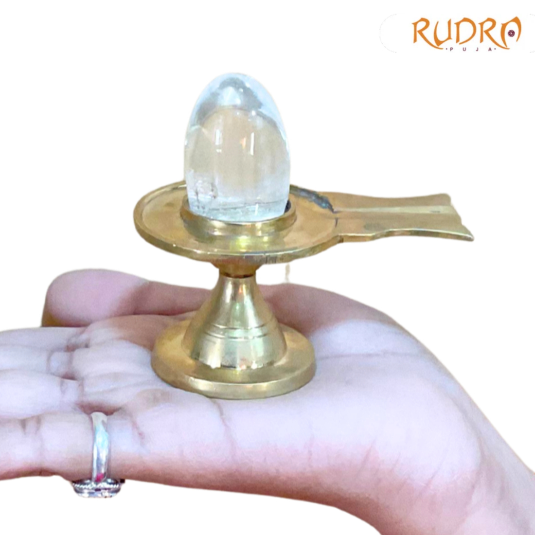 Sphatik Lingam With Brass Stand - 1.75 Inches - (43 Gram )