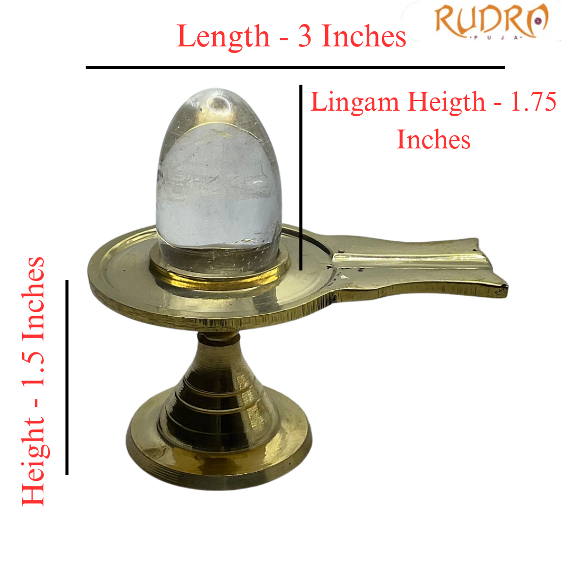 Sphatik Lingam With Brass Stand - 1.75 Inches - (43 Gram )