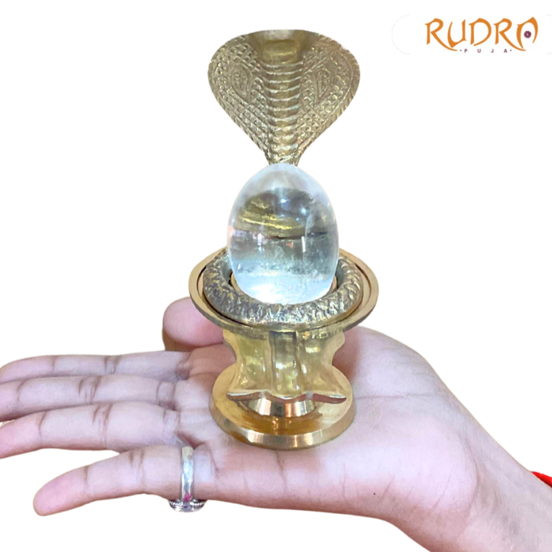Sphatik Lingam with Brass Stand (1.75 inch)- 83 gms