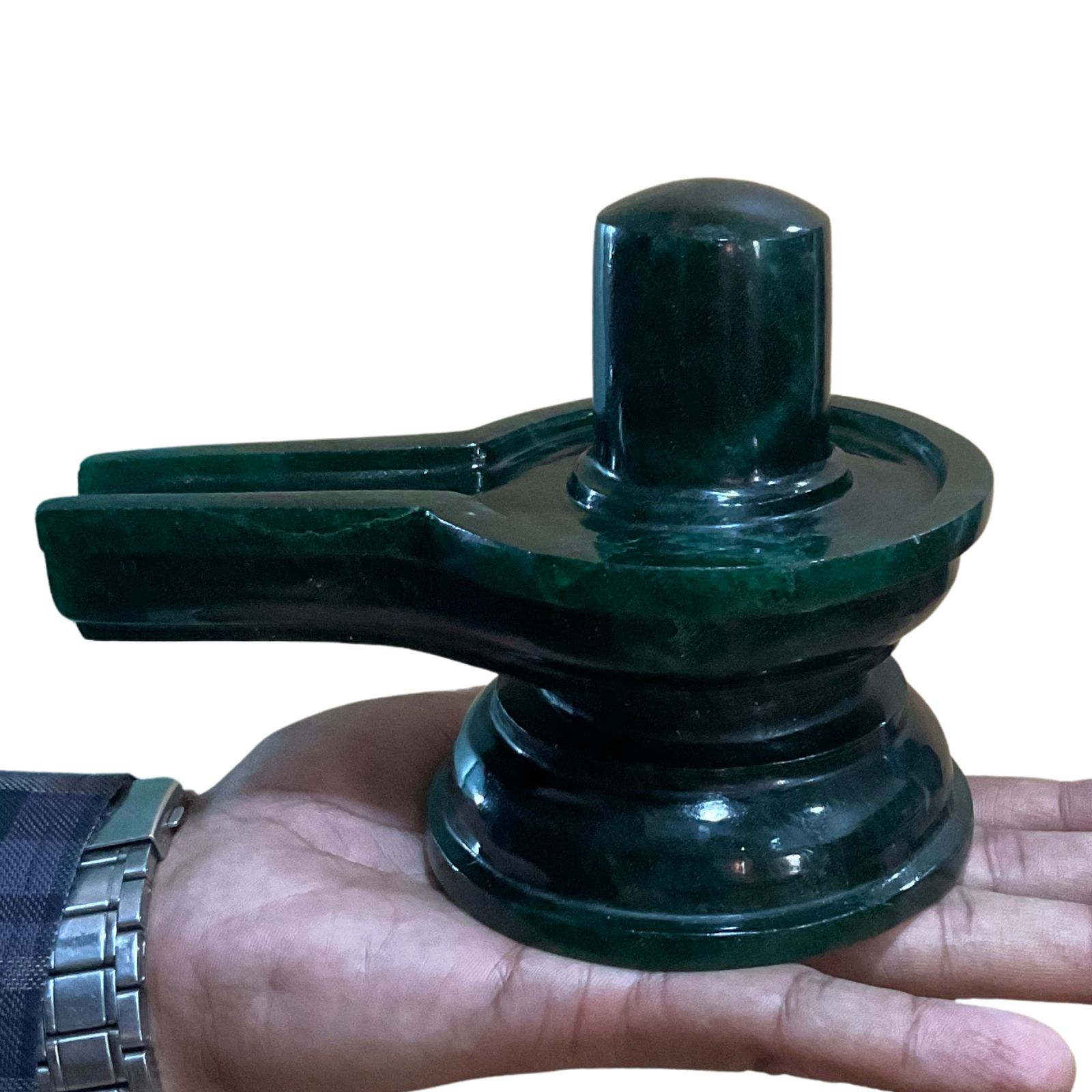 Chandramouleshwar Green Margatha Shivling - 4.75 Inches - ( 1276 Grams )