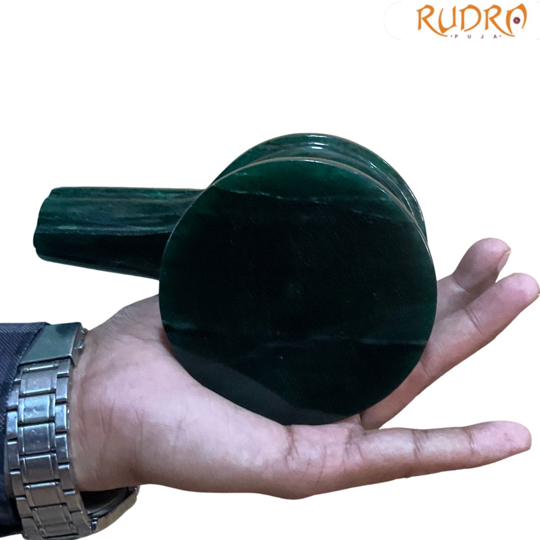 Chandramouleshwar Green Margatha Shivling - 4.75 Inches - ( 1276 Grams )