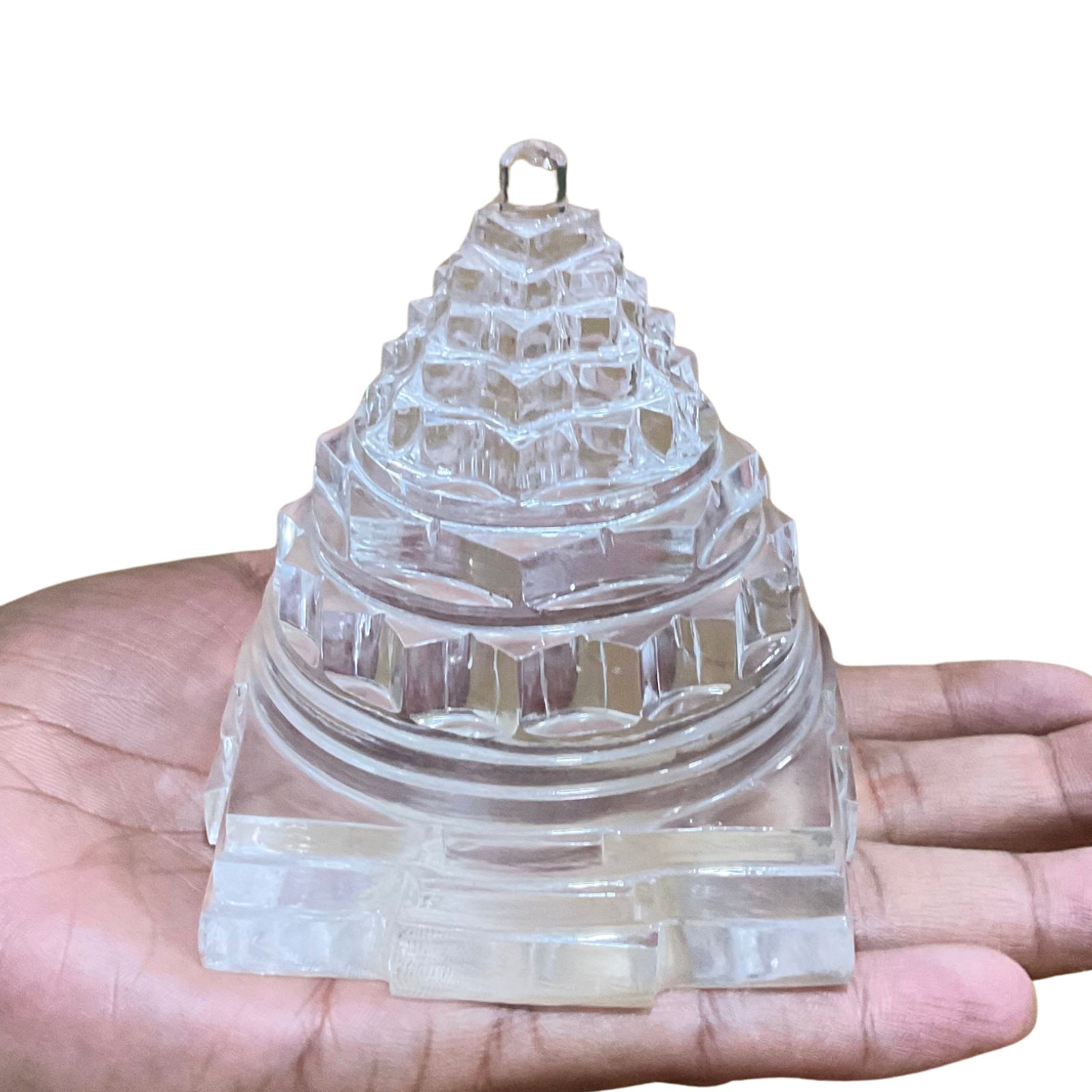 Crystal Sphatik Shree Yantra - 3.75 Inches - ( 730 Grams )