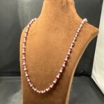 Red Carnelian Mala With Silver Capping ( 16 Inches )