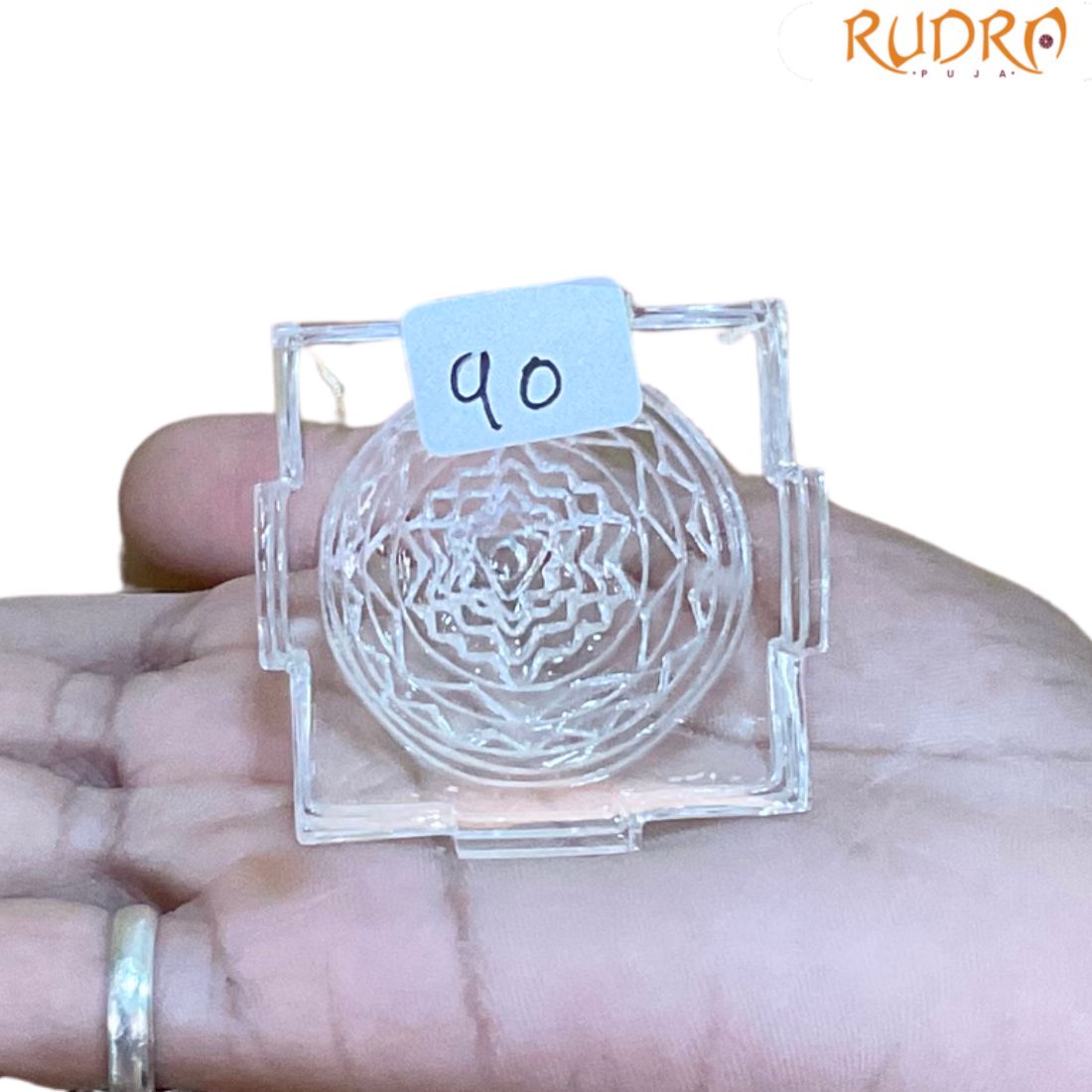Sphatik Shree Yantra - 2 Inches - (90 Grams)