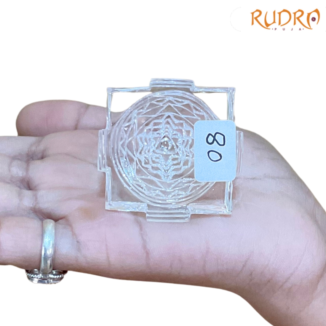 Sphatik Shree Yantra स्फटिक श्रीयंत्र - 1.75 Inches (80 Grams )
