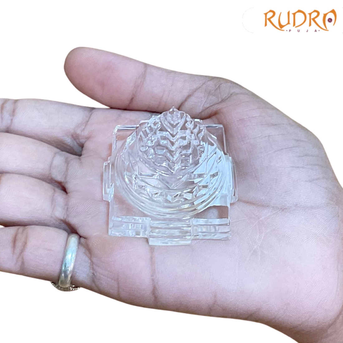 Sphatik Shree Yantra स्फटिक श्रीयंत्र - 1.75 Inches (80 Grams )