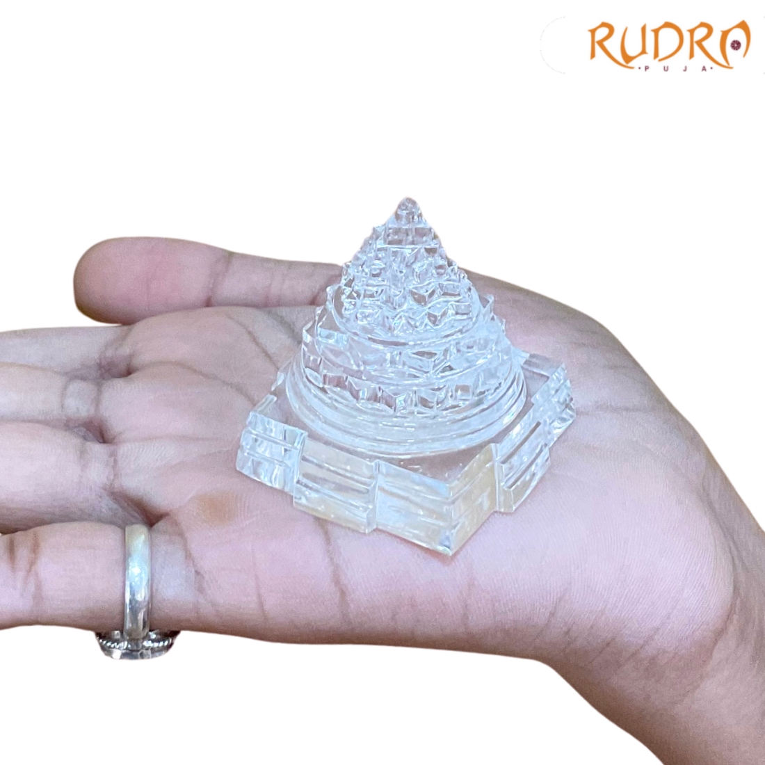 Sphatik Shree Yantra / स्फटिक श्रीयंत्र - 1.75 Inches (80 Grams ) - Image 4