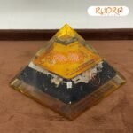 Black Tourmaline And Selenite Orgonite Pyramid In With Shree Yantra
