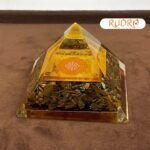 Tiger Eye Orgonite Pyramid With Shree Yantra