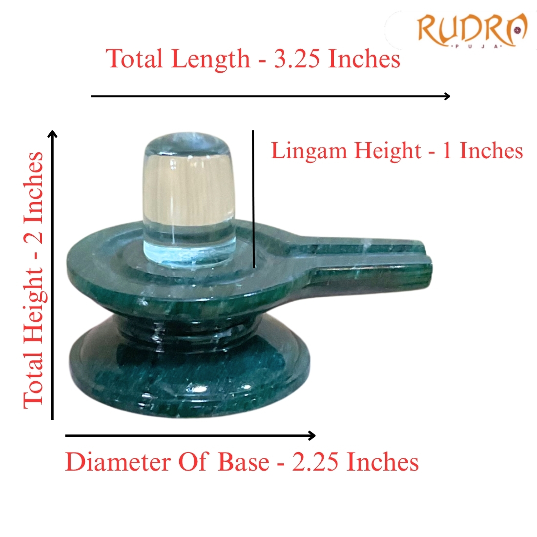 Sphatik Lingam With Green Jade Base - (188 Grams) - 2 Inches