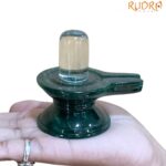 Sphatik Lingam With Green Jade Base - ( 2.5 Inches ) - 192 Gram