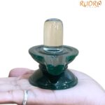 Sphatik Lingam With Green Jade Base - ( 2.5 Inches ) - 192 Gram