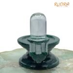 Sphatik Lingam With Green Jade Base - ( 2.50 Inches ) - 122 Gram