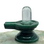 Sphatik Lingam With Green Jade Base - ( 2.75 Inches ) - 142 Gram
