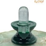 Sphatik Lingam With Green Jade Base - ( 2.75 Inches ) - 142 Gram
