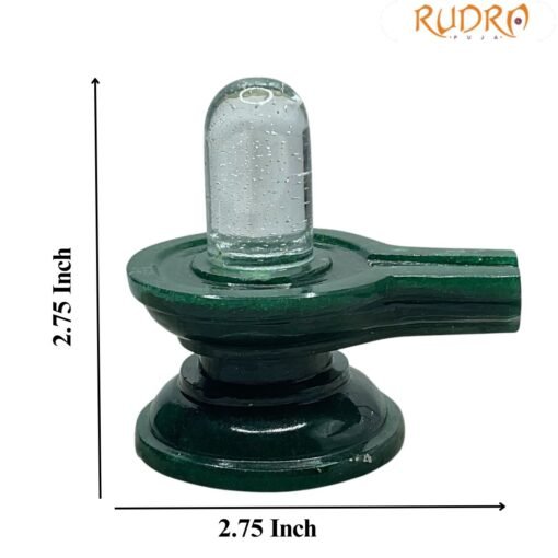 Sphatik Lingam With Green Jade Base - ( 2.75 Inches ) - 142 Gram