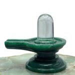 Sphatik Lingam With Green Jade Base -( 2.75 Inches ) - 168 Gram