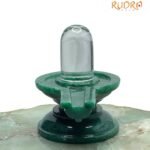 Sphatik Lingam With Green Jade Base -( 2.75 Inches ) - 168 Gram
