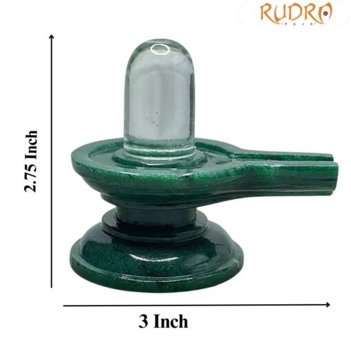 Sphatik Lingam With Green Jade Base -( 2.75 Inches ) - 168 Gram