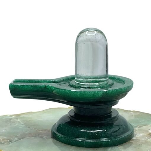 Sphatik Lingam With Green Jade Base -( 2.75 Inches ) - 168 Gram