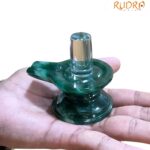 Sphatik Lingam With Green Jade Base - ( 2.75 Inches ) - (186 Grams)