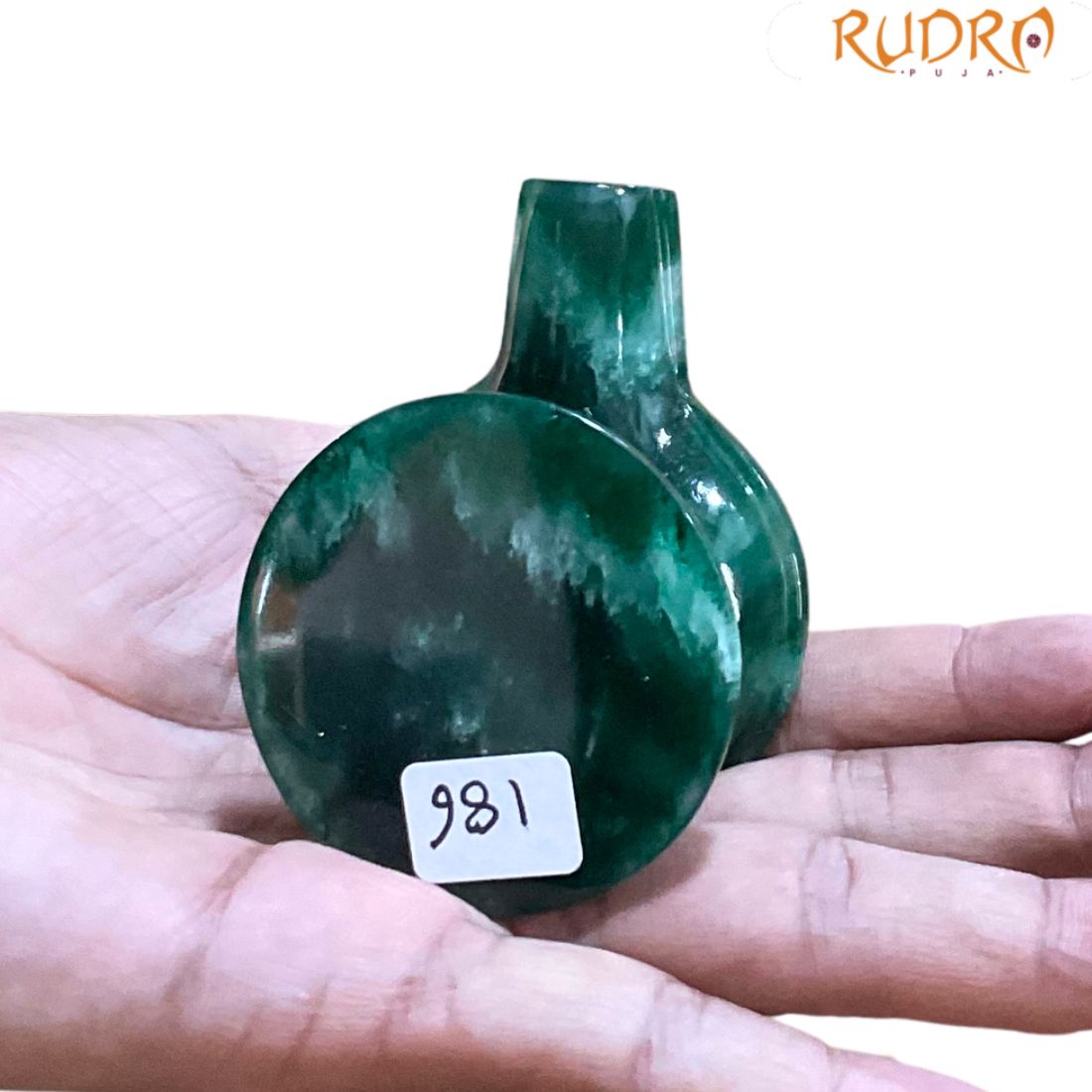 Sphatik Lingam With Green Jade Base - ( 2.75 Inches ) - (186 Grams)