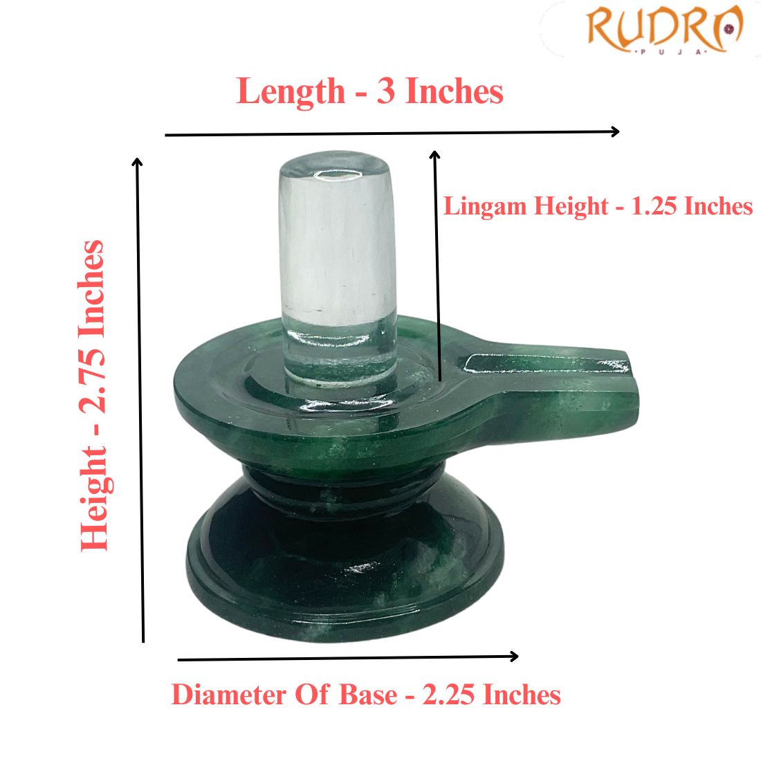 Sphatik Lingam With Green Jade Base - ( 2.75 Inches ) - (186 Grams)