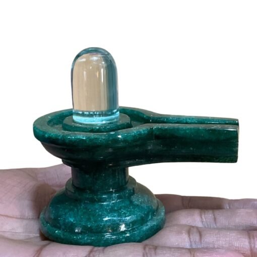 Sphatik Lingam With Green Jade Base -293 Gm