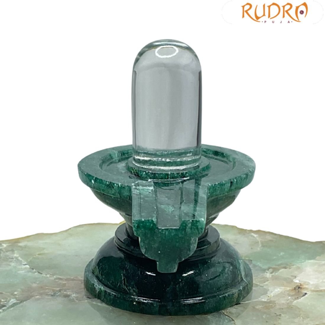 Sphatik Lingam With Green Jade Base - 3 Inches - ( 187 Gram ) 2 Sphatik Lingam With Green Jade Base - 3 Inches - ( 187 Gram )