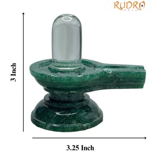 Sphatik Lingam With Green Jade Base - 3 Inches - ( 187 Gram )