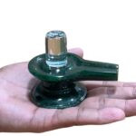 Sphatik Lingam With Green Jade Base - ( 3 Inches ) - 245 Gram