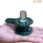 Sphatik Lingam With Green Jade Base - ( 3 Inches ) - 245 Gram