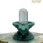 Sphatik Lingam With Green Jade Base - ( 3.25 Inches ) - 264 Gram