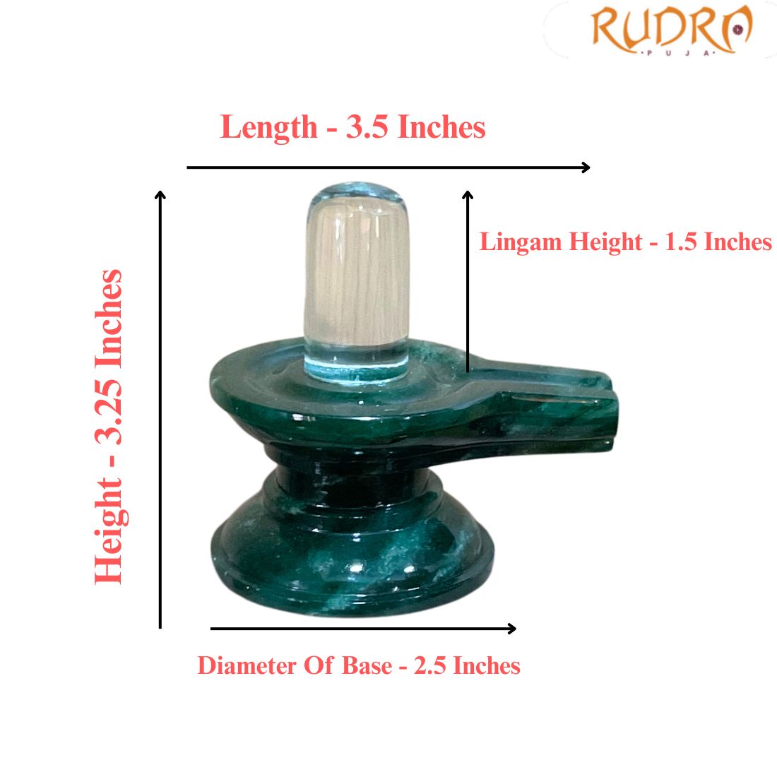 Sphatik Lingam With Green Jade Base - 3.25 Inches - (302 Grams)