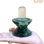 Sphatik Lingam With Green Jade Base - 3.25 Inches - (312 Gram)