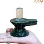 Sphatik Lingam With Green Jade Base - 3.25 Inches - (312 Gram)