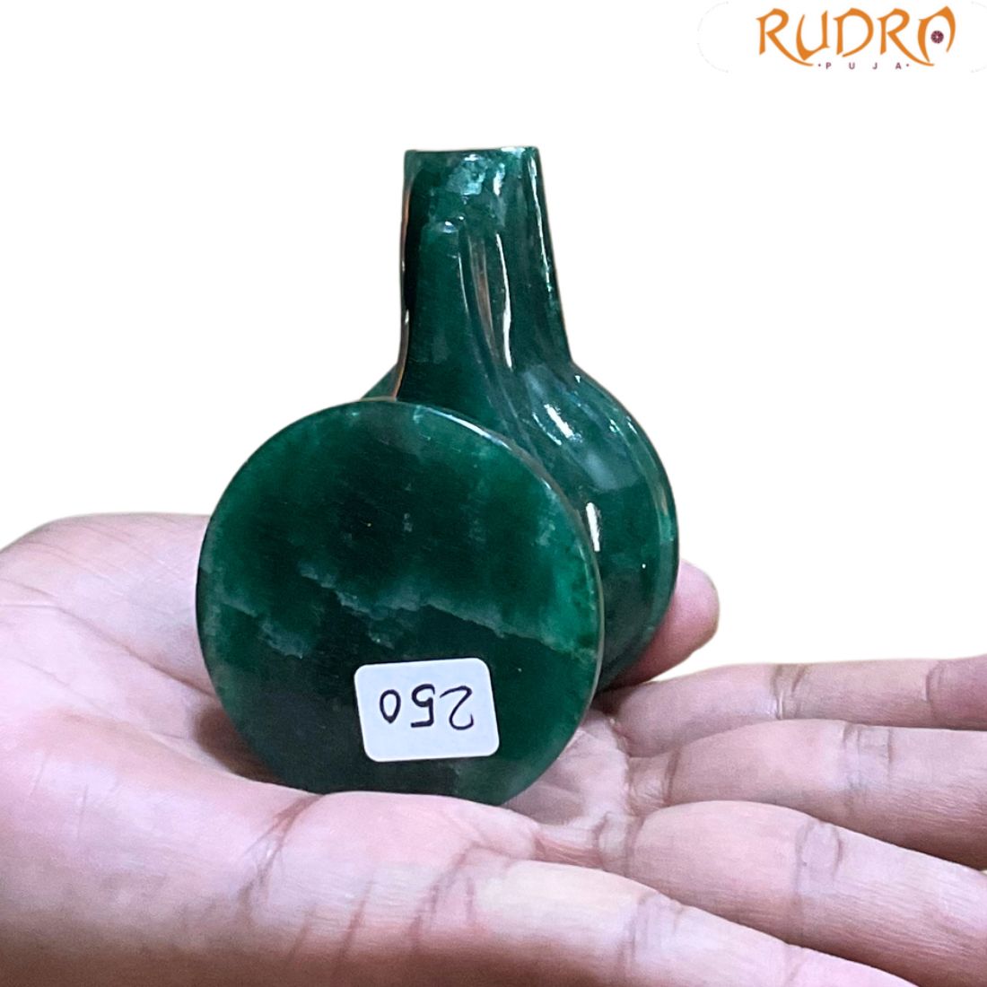 Sphatik Lingam With Green Jade Base - 3.5 Inches - (250 Gram)