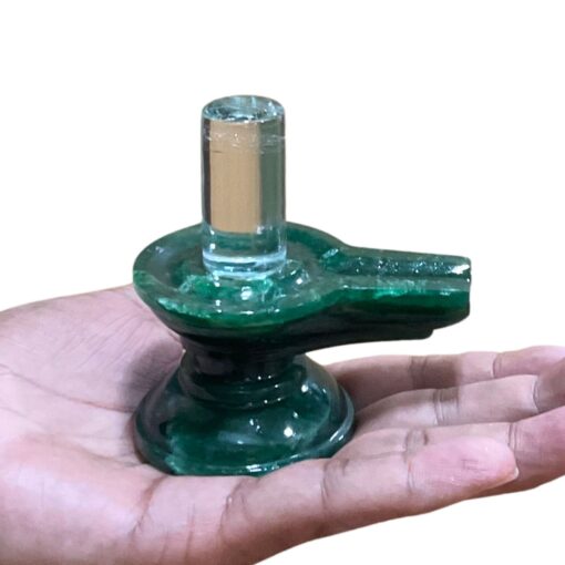 Sphatik Lingam With Green Jade Base - 3.5 Inches - (250 Gram)