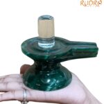 Sphatik Lingam With Green Jade Base - 4 Inches - (540 Grams)