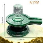 Sphatik Lingam With Green Jade Base - (464 Grams) 3.25 Inches