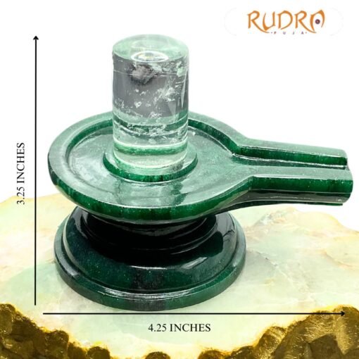Sphatik Lingam With Green Jade Base - (464 Grams) 3.25 Inches