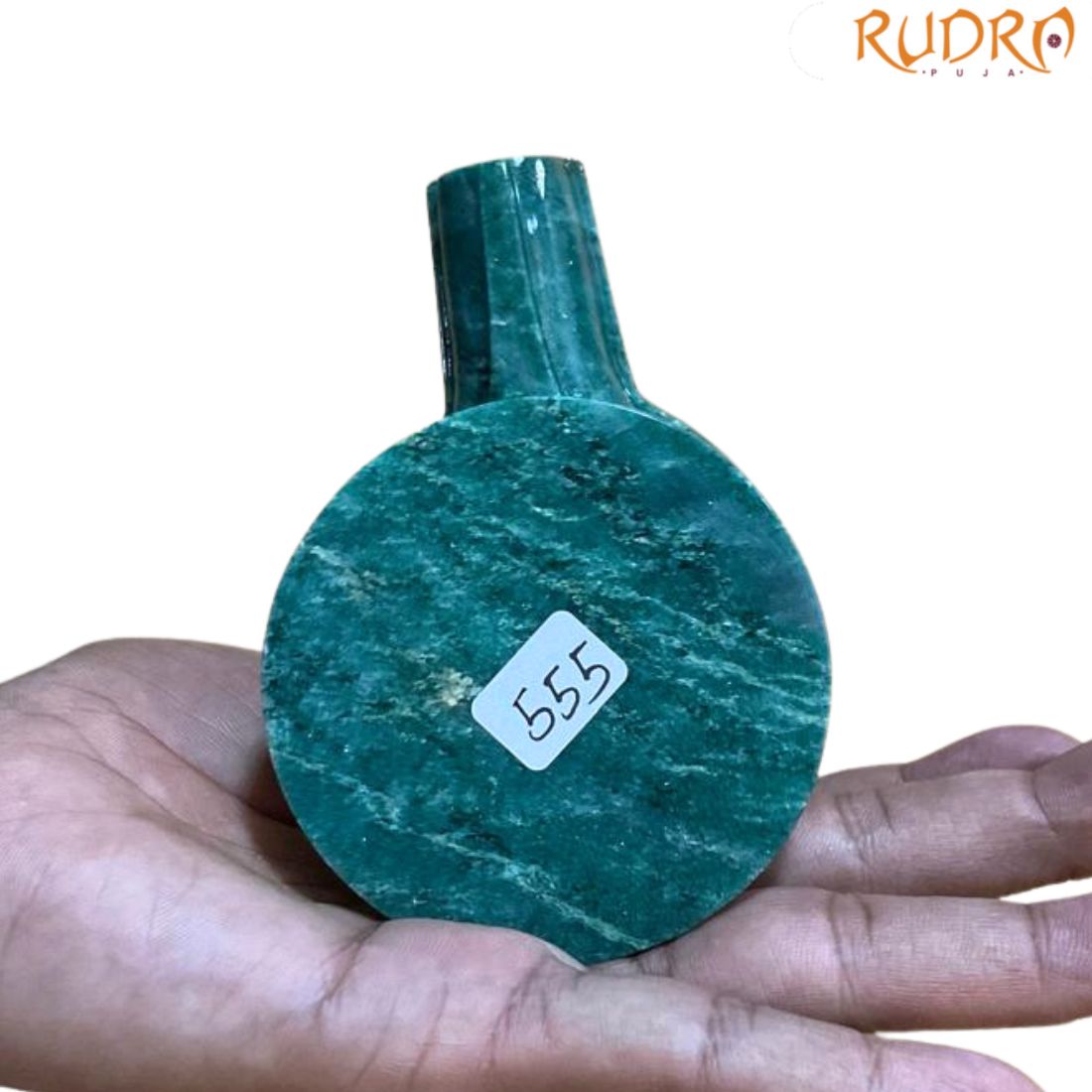 Sphatik Lingam With Green Jade Base - (555 Gram )