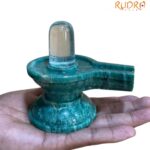 Sphatik Lingam With Green Jade Base - (555 Gram )