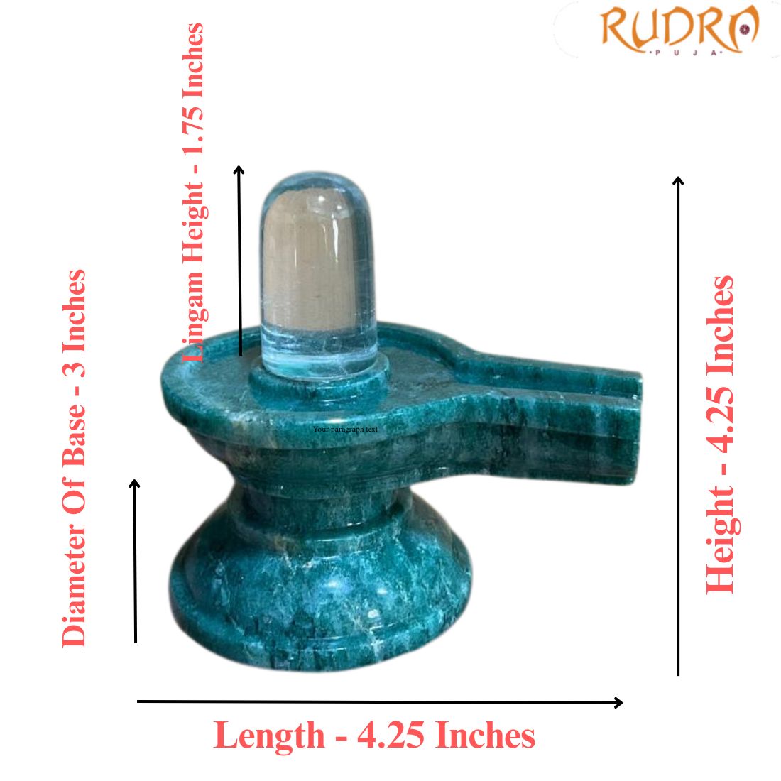 Sphatik Lingam With Green Jade Base - (555 Gram )