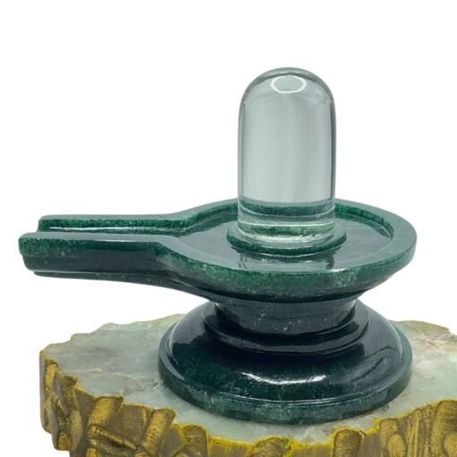 Sphatik Lingam With Green Jade Base - (945 Grams) - 4.75 Inches