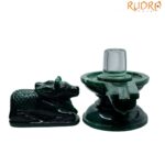 Sphatik Lingam With Green Jade Nandi - (684 Grams)