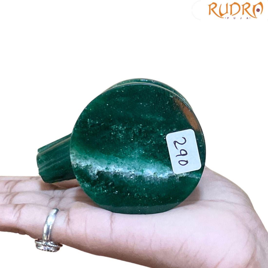 Sphatik Lingam With green Jade Base - 3.25 Inches - (290 Grams)
