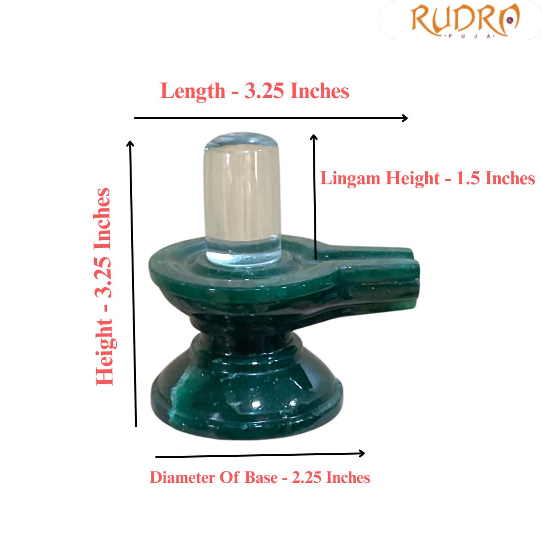 Sphatik Lingam With green Jade Base - 3.25 Inches - (290 Grams)