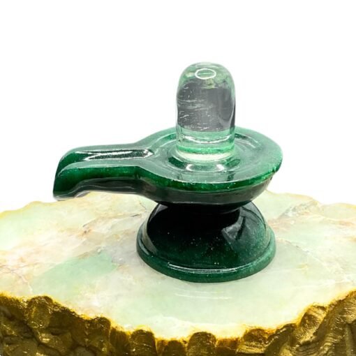 Sphatik Lingam With Green Jade Base 3 Inches - 231 Grams